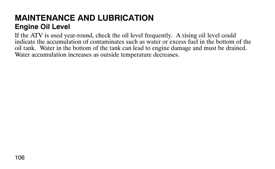 Maintenance and lubrication | Polaris Outlaw User Manual | Page 109 / 200