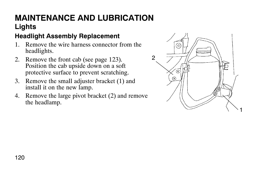Maintenance and lubrication | Polaris Outlaw User Manual | Page 123 / 200
