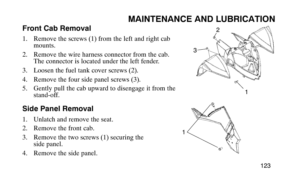 Maintenance and lubrication | Polaris Outlaw User Manual | Page 126 / 200