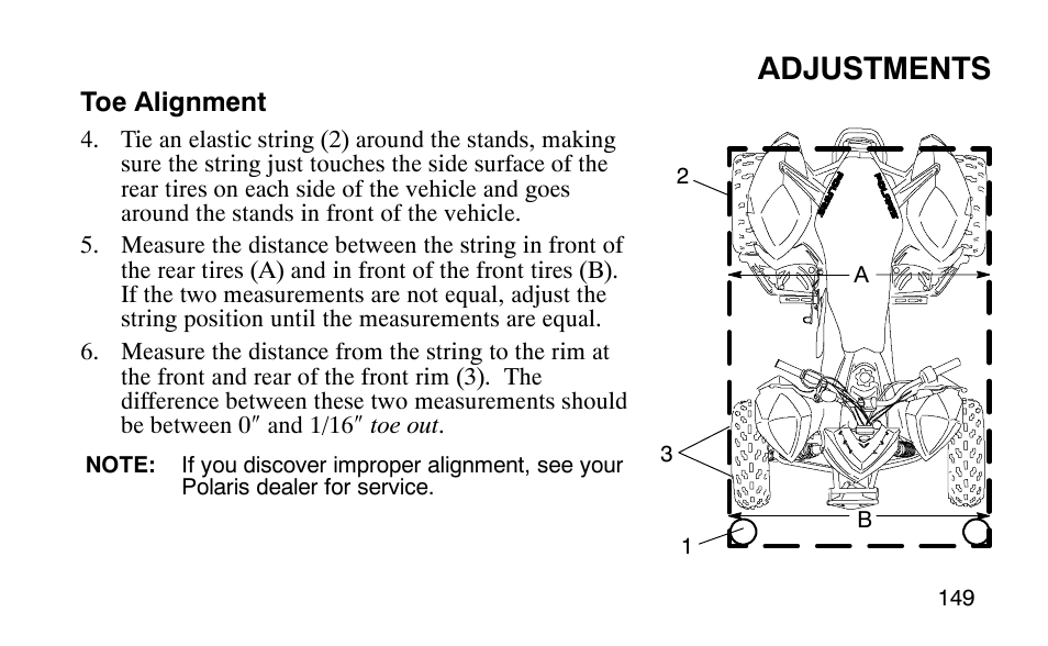 Adjustments | Polaris Outlaw User Manual | Page 152 / 200