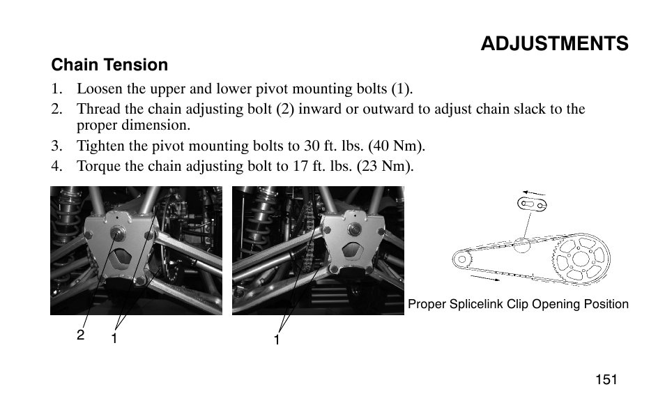 Adjustments | Polaris Outlaw User Manual | Page 154 / 200