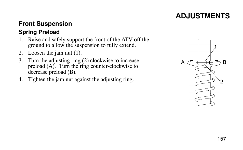 Adjustments | Polaris Outlaw User Manual | Page 160 / 200