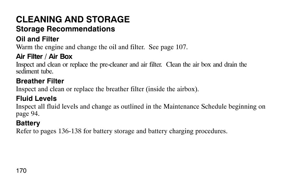 Cleaning and storage | Polaris Outlaw User Manual | Page 173 / 200