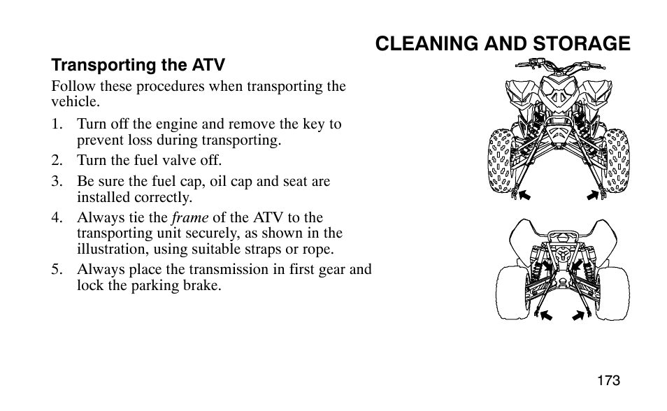 Cleaning and storage | Polaris Outlaw User Manual | Page 176 / 200
