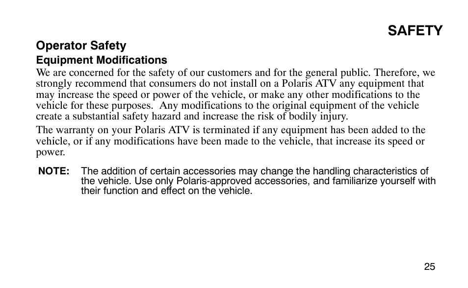 Safety | Polaris Outlaw User Manual | Page 28 / 200