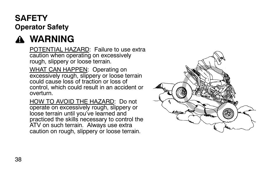 Warning, Safety | Polaris Outlaw User Manual | Page 41 / 200