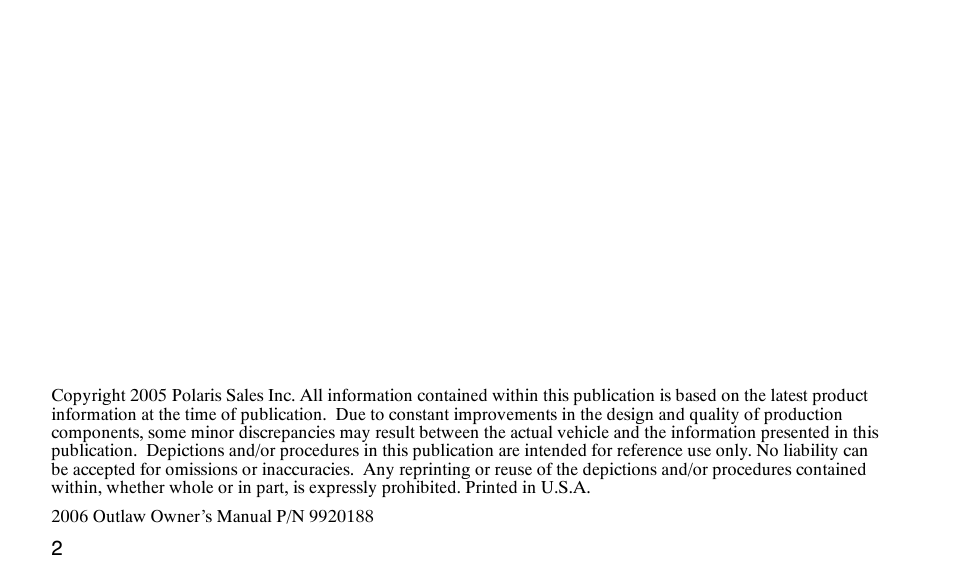 Polaris Outlaw User Manual | Page 5 / 200