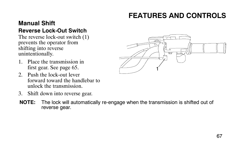 Features and controls | Polaris Outlaw User Manual | Page 70 / 200