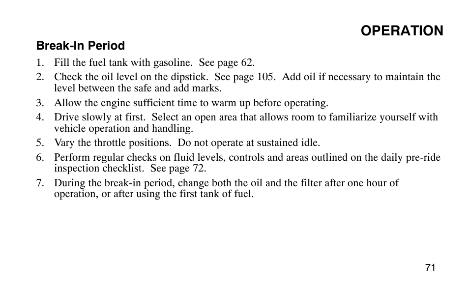 Operation | Polaris Outlaw User Manual | Page 74 / 200