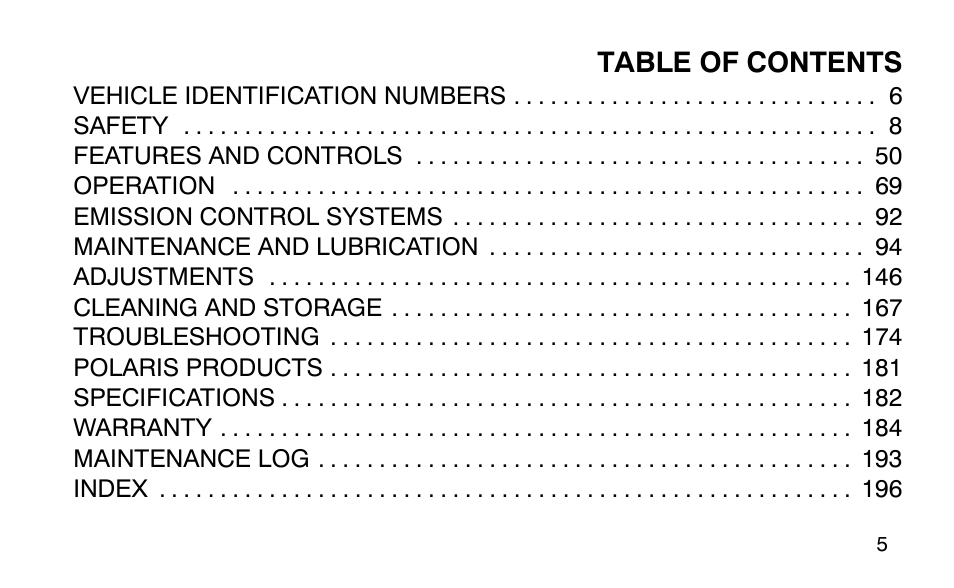 Polaris Outlaw User Manual | Page 8 / 200