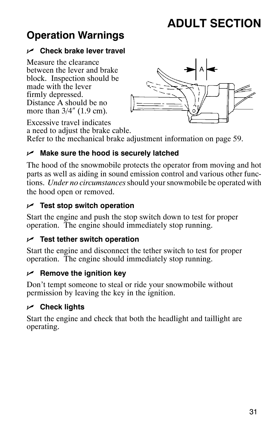 Operation warnings | Polaris 120 Pro X User Manual | Page 34 / 92