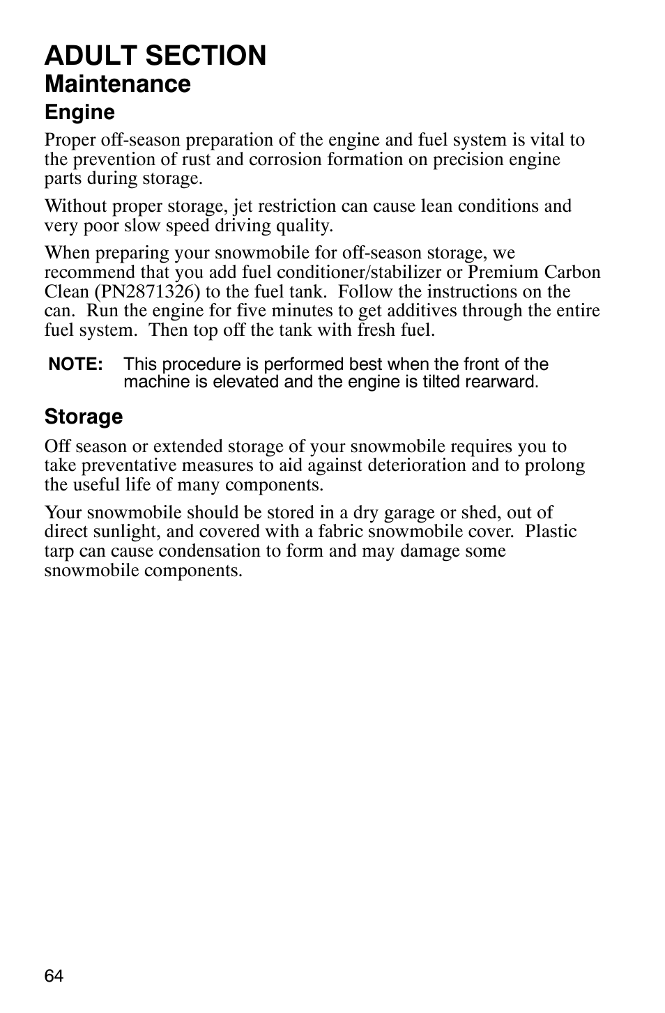 Maintenance | Polaris 120 Pro X User Manual | Page 67 / 92