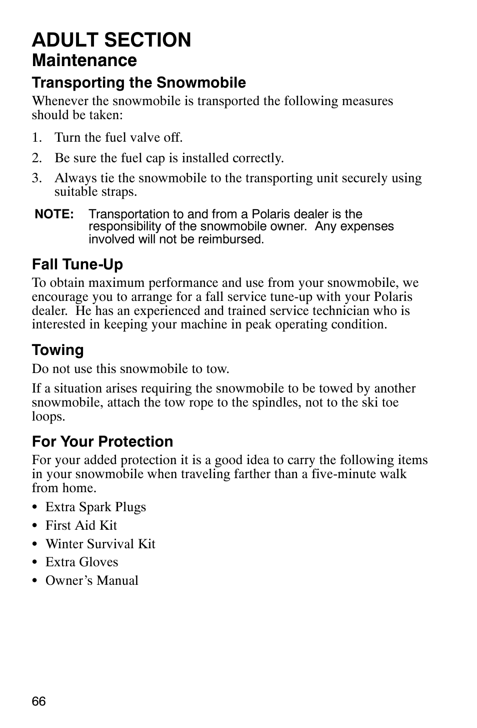 Maintenance | Polaris 120 Pro X User Manual | Page 69 / 92