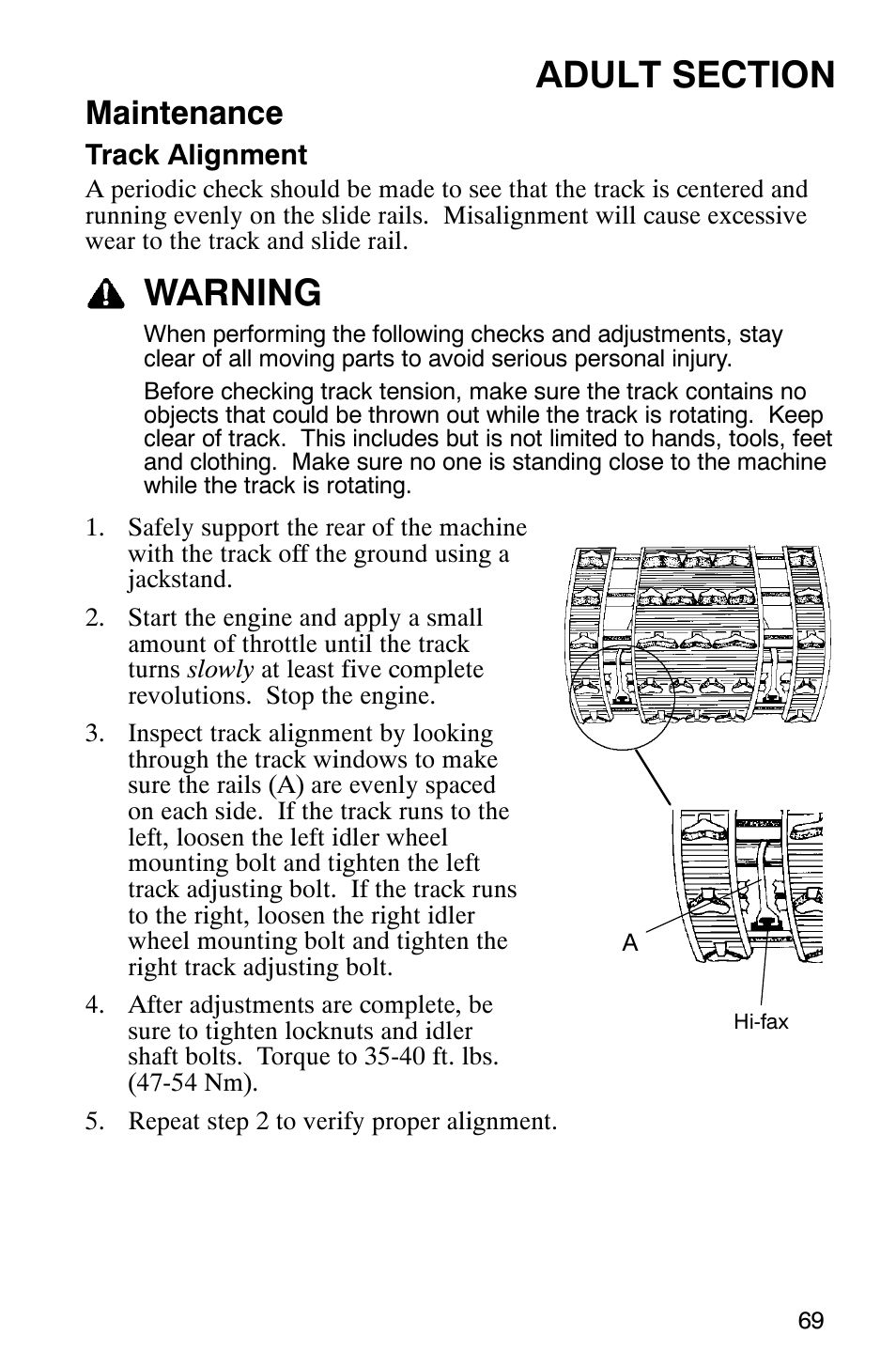 Warning, Maintenance | Polaris 120 Pro X User Manual | Page 72 / 92