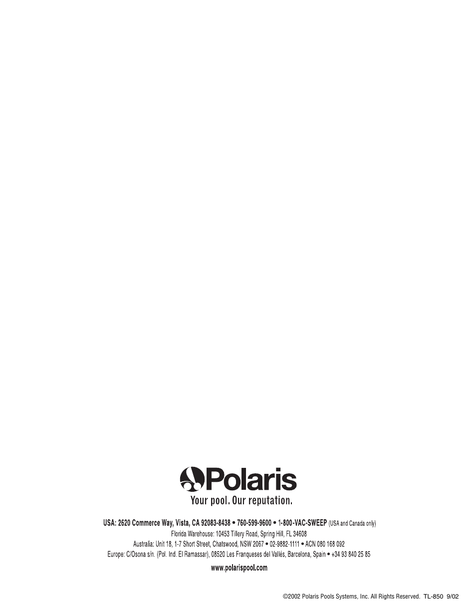 Polaris 380 User Manual | Page 19 / 19