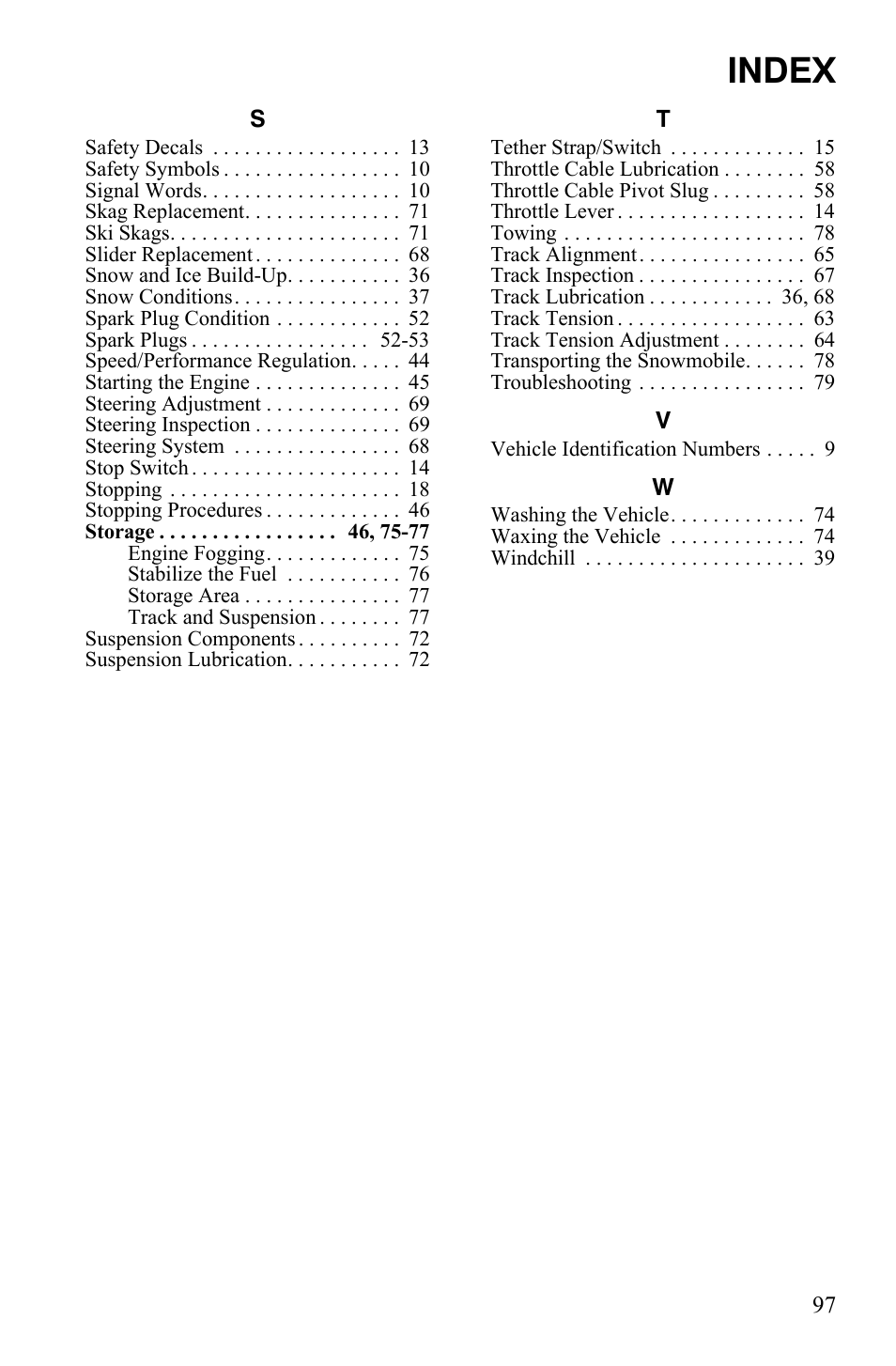 Index | Polaris 120 Youth User Manual | Page 100 / 100