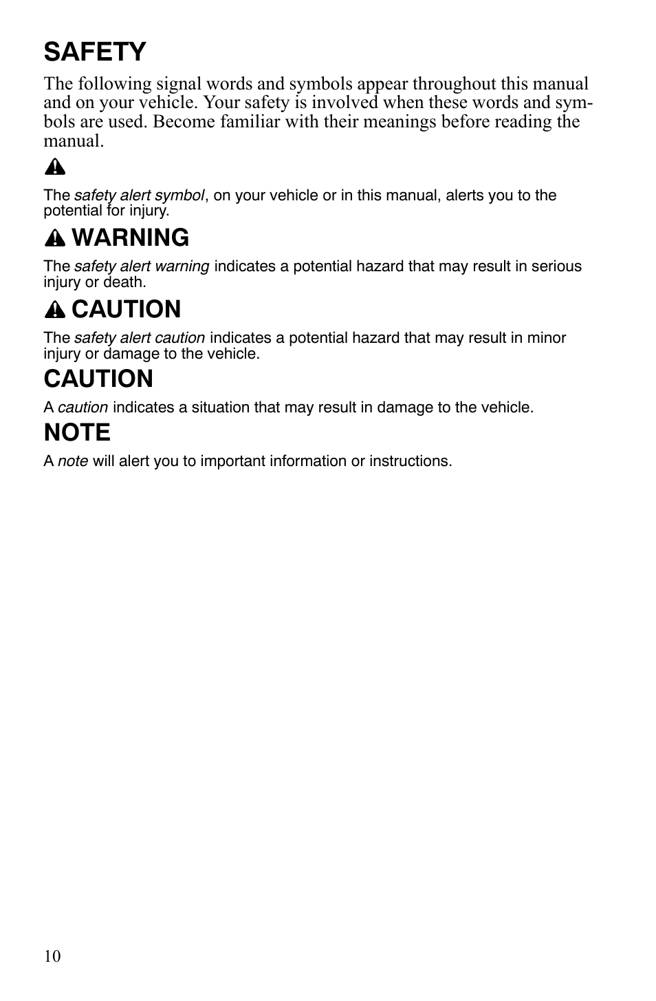 Safety, Warning, Caution | Polaris 120 Youth User Manual | Page 13 / 100
