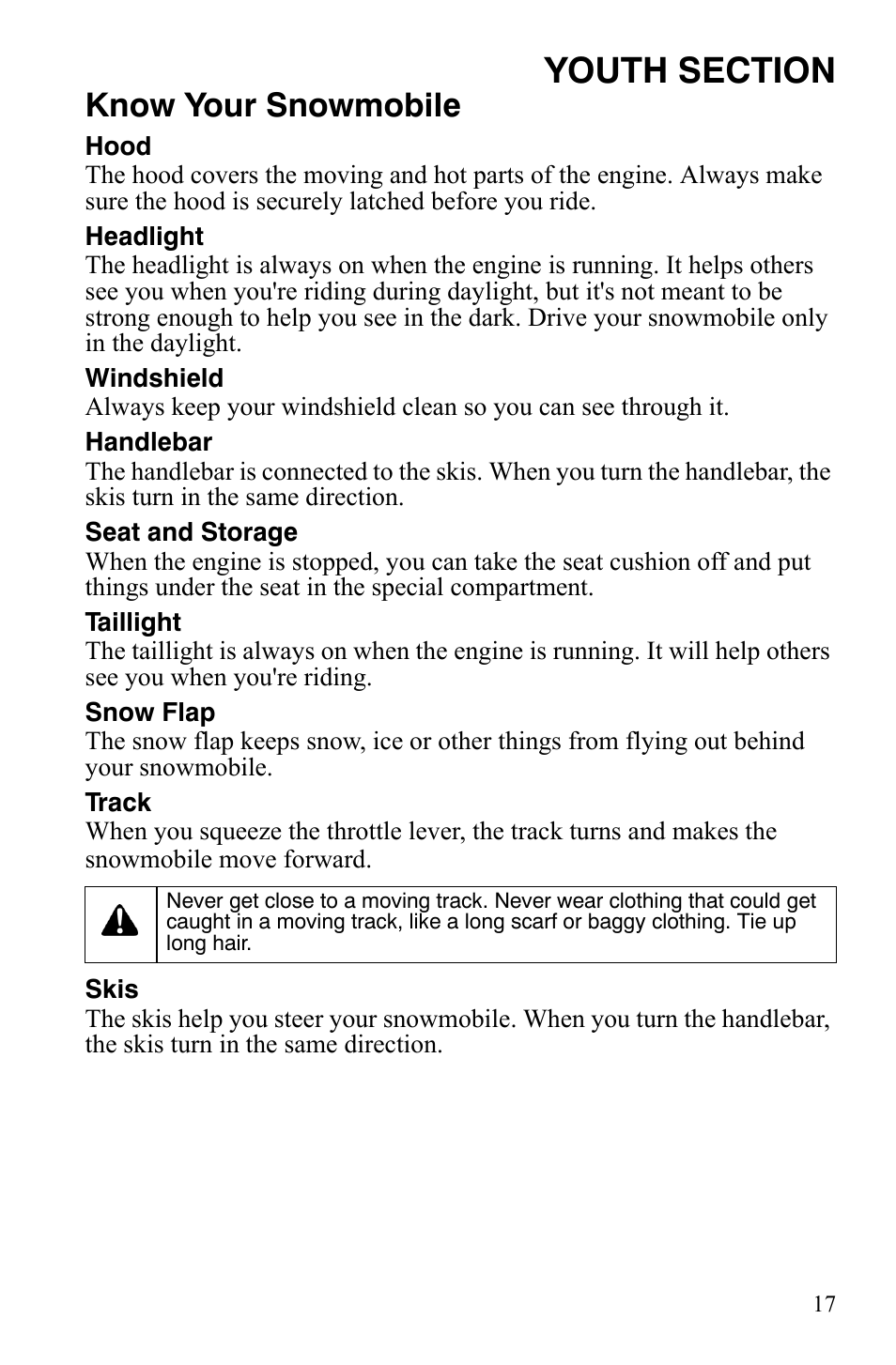 Know your snowmobile | Polaris 120 Youth User Manual | Page 20 / 100