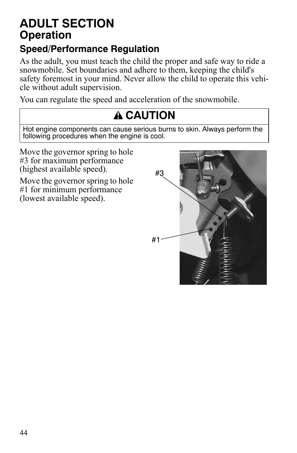 Operation, Caution | Polaris 120 Youth User Manual | Page 47 / 100