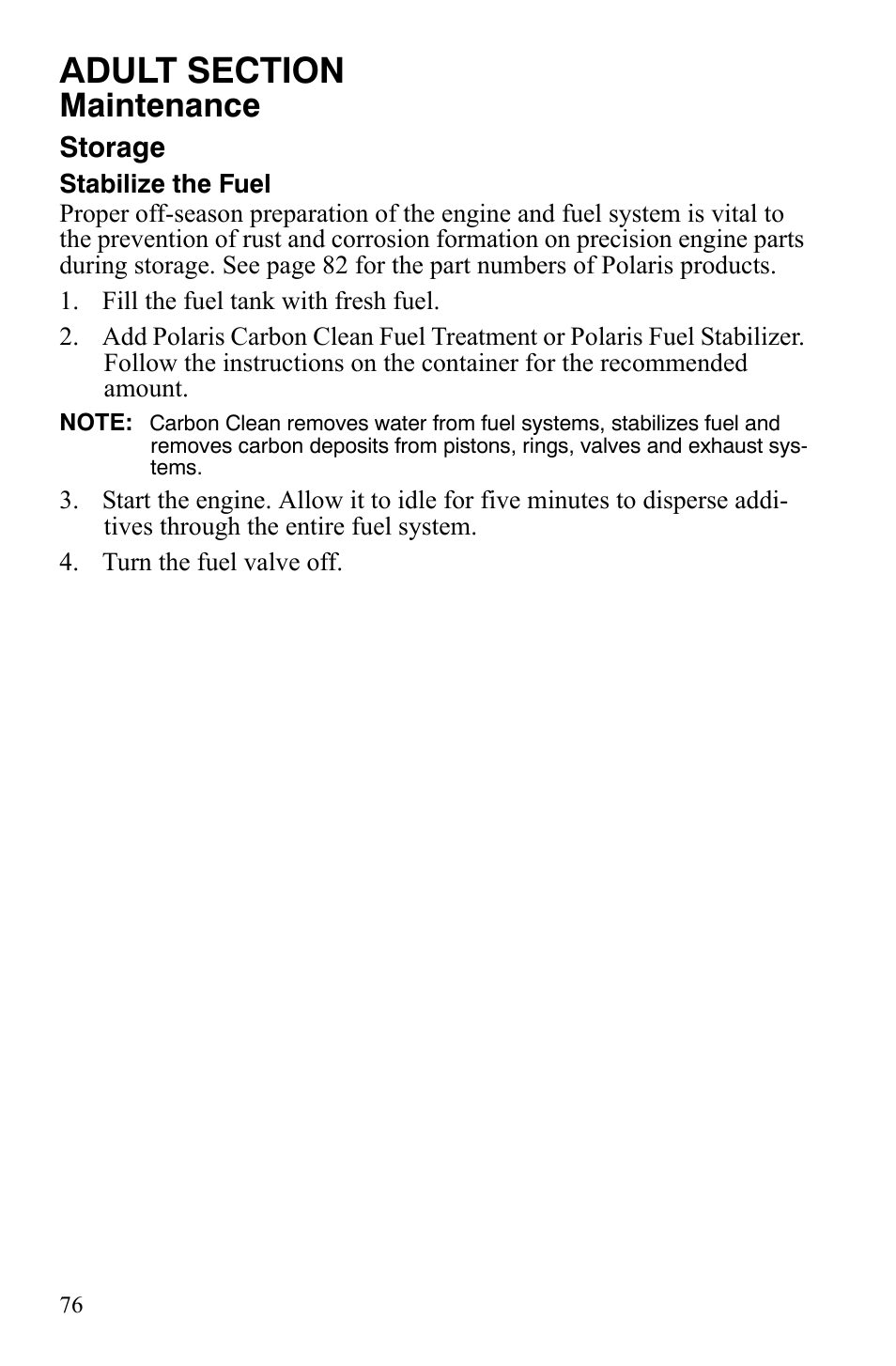 Maintenance | Polaris 120 Youth User Manual | Page 79 / 100