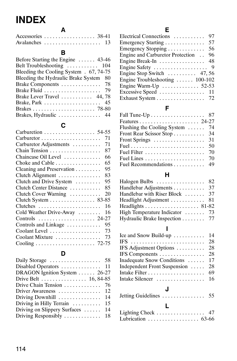 Index | Polaris 440 IQ User Manual | Page 117 / 118