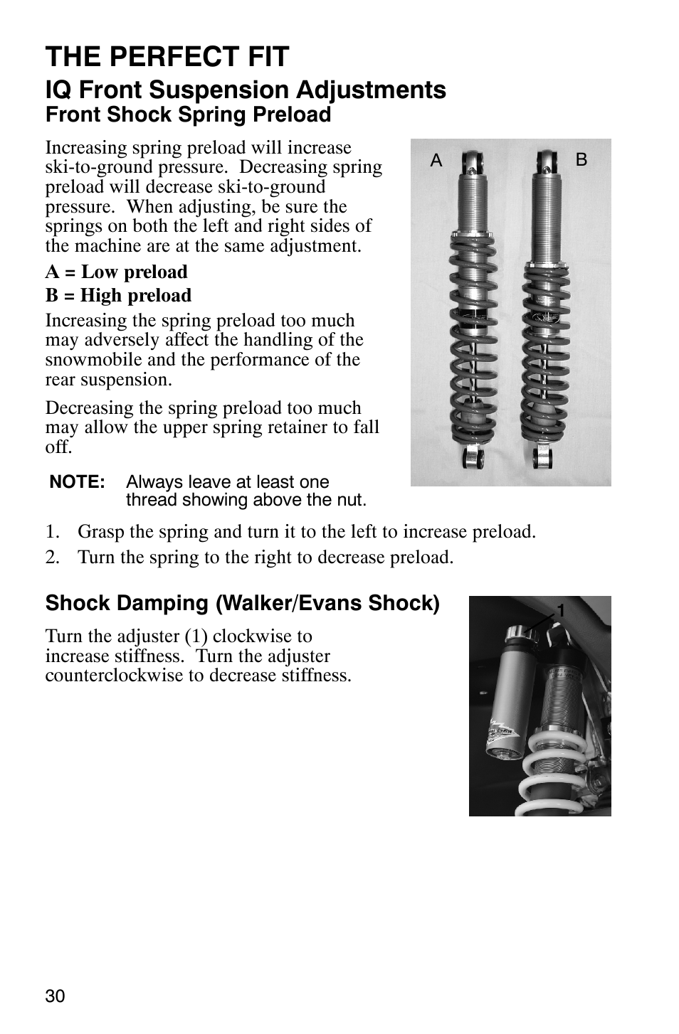 The perfect fit, Iq front suspension adjustments | Polaris 440 IQ User Manual | Page 33 / 118