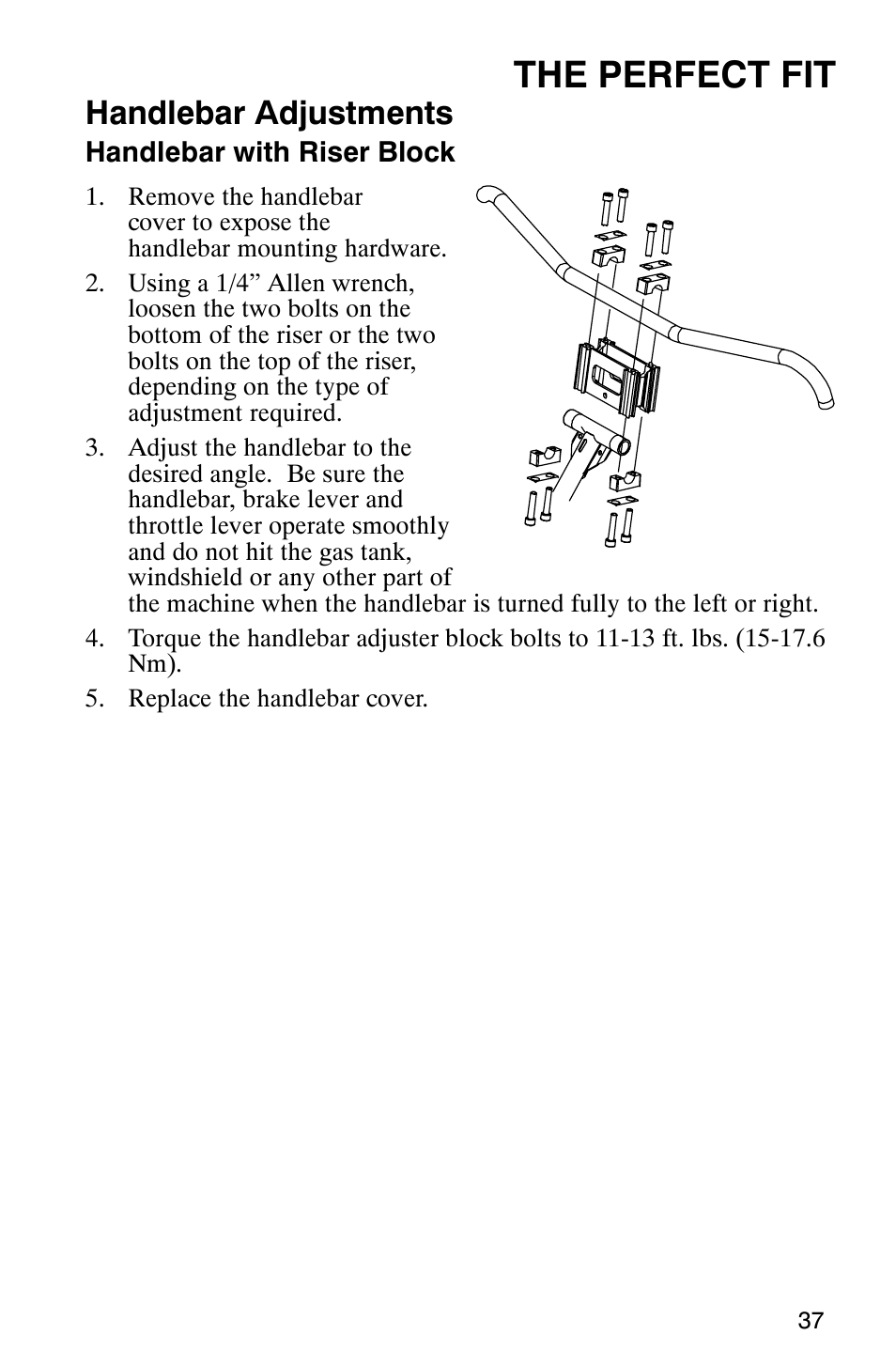 The perfect fit, Handlebar adjustments | Polaris 440 IQ User Manual | Page 40 / 118