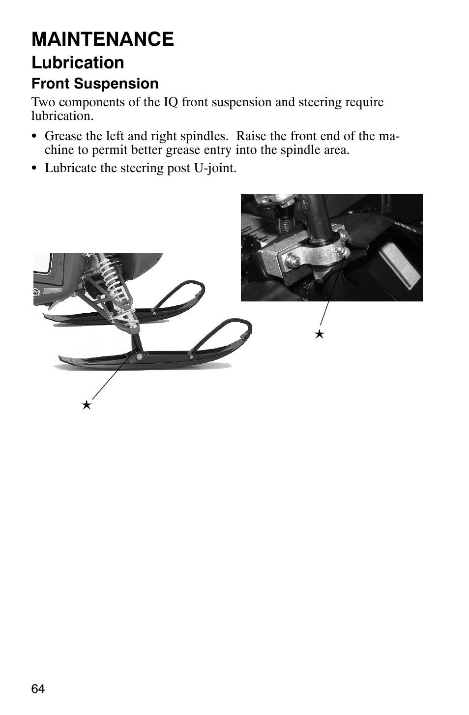 Maintenance, Lubrication | Polaris 440 IQ User Manual | Page 67 / 118