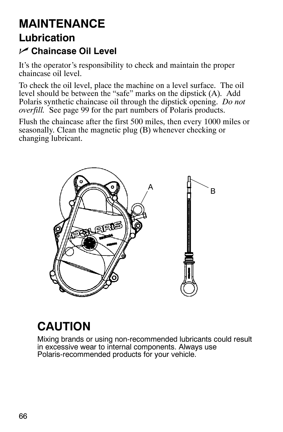 Maintenance, Caution, Lubrication n | Polaris 440 IQ User Manual | Page 69 / 118