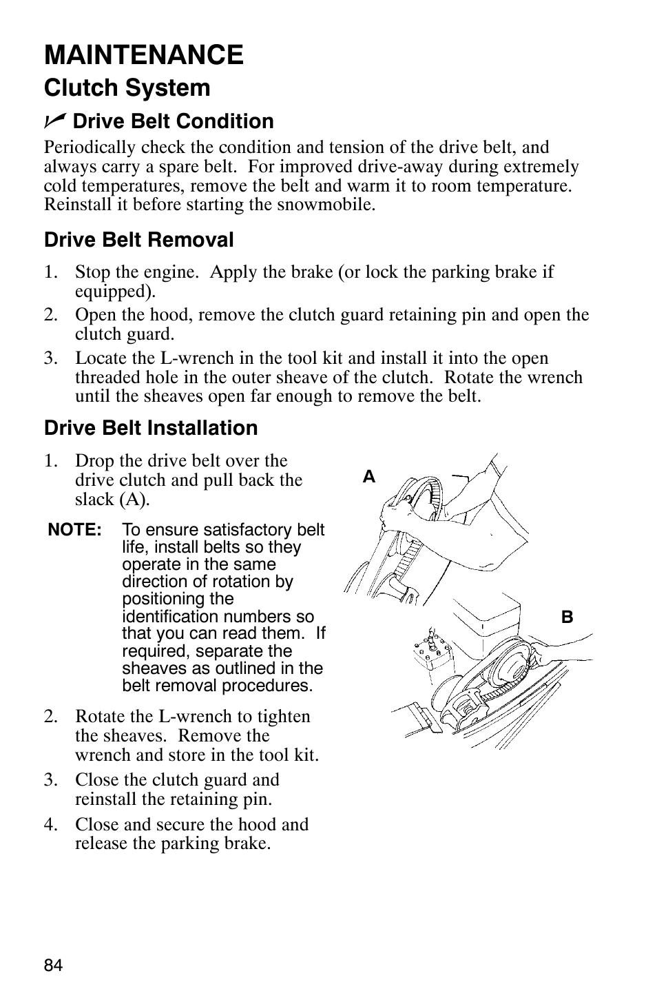 Maintenance, Clutch system n | Polaris 440 IQ User Manual | Page 87 / 118