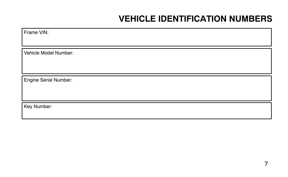 Vehicle identification numbers | Polaris Predator User Manual | Page 10 / 189