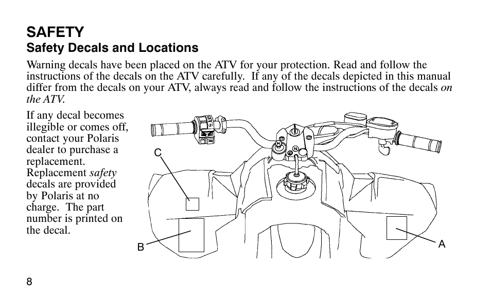 Safety | Polaris Predator User Manual | Page 11 / 189