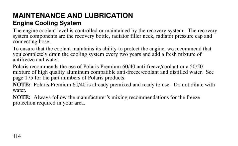 Maintenance and lubrication | Polaris Predator User Manual | Page 117 / 189