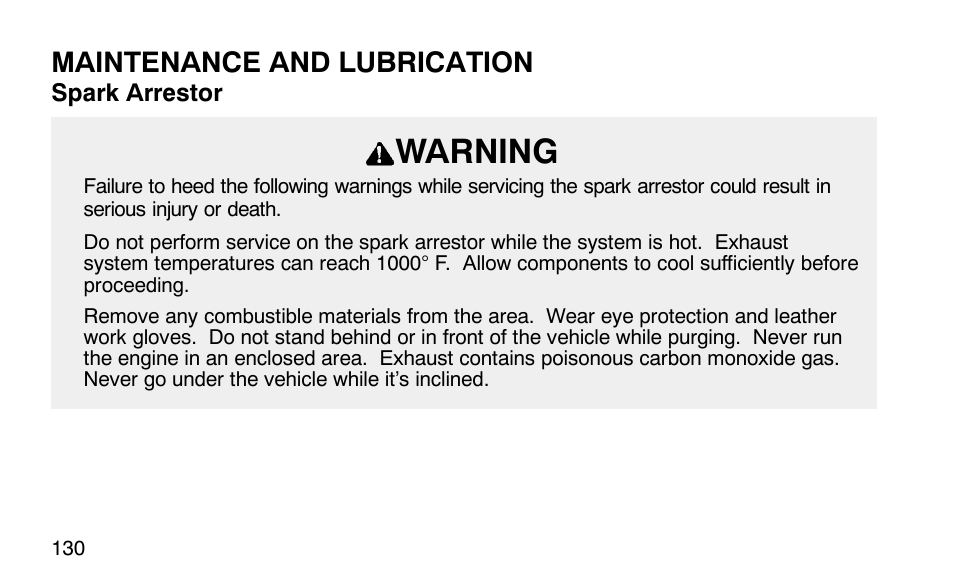 Warning, Maintenance and lubrication | Polaris Predator User Manual | Page 133 / 189