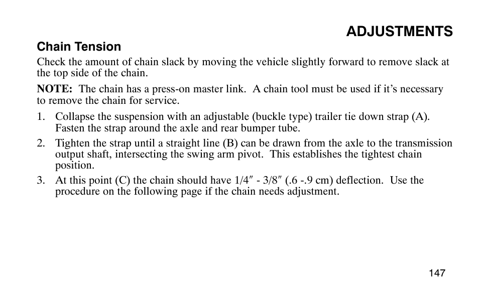 Adjustments | Polaris Predator User Manual | Page 150 / 189