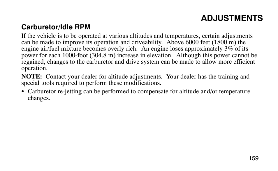 Adjustments | Polaris Predator User Manual | Page 162 / 189