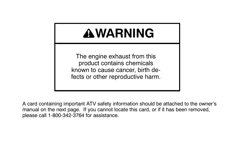 Warning | Polaris Predator User Manual | Page 3 / 189