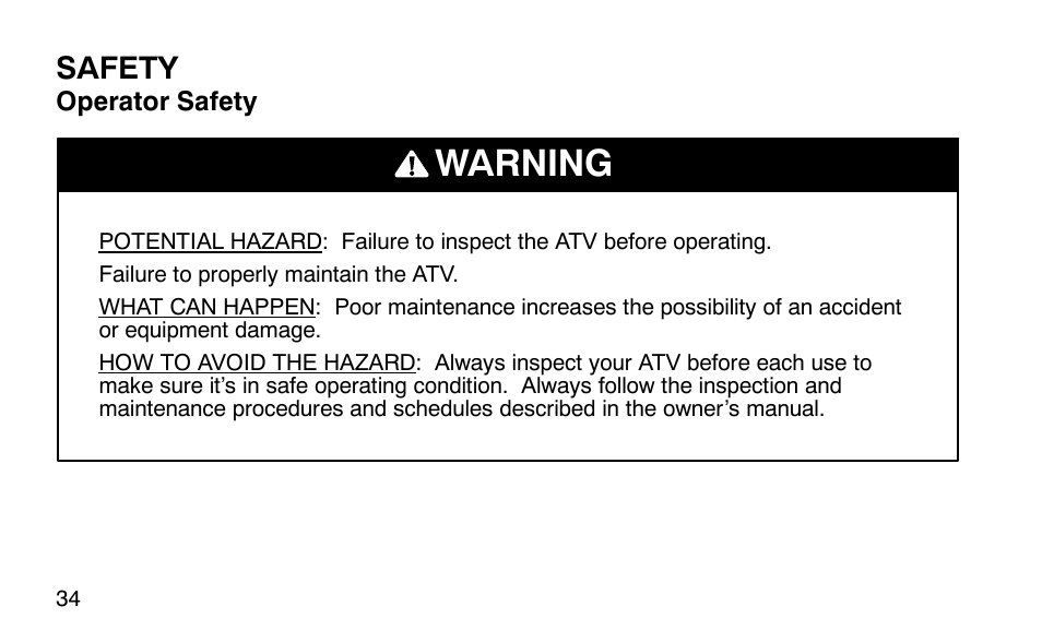 Warning, Safety | Polaris Predator User Manual | Page 37 / 189