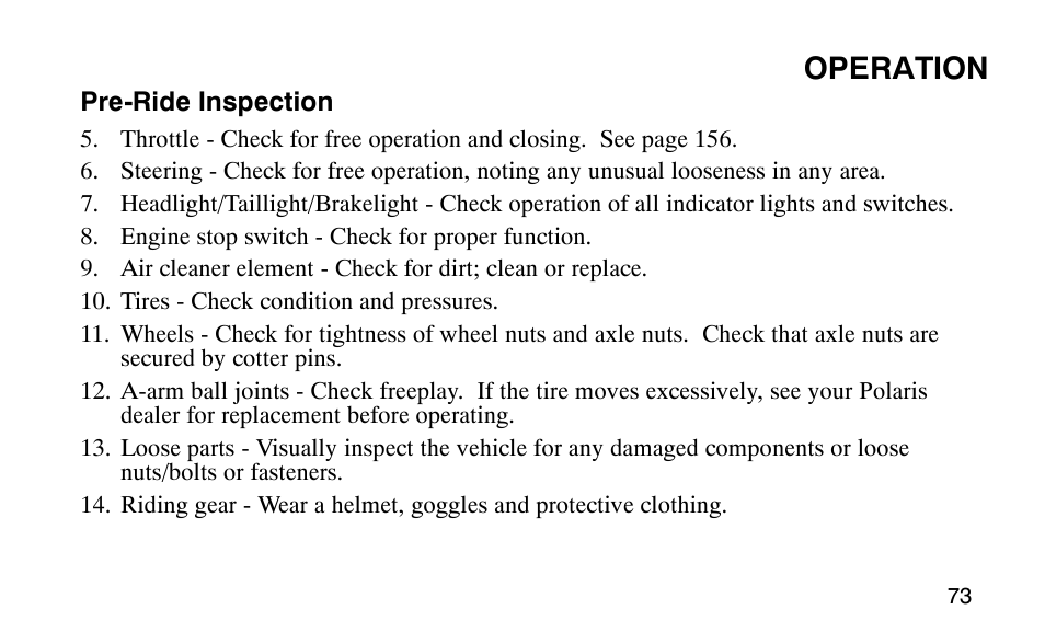 Operation | Polaris Predator User Manual | Page 76 / 189