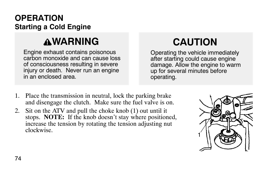 Warning, Caution, Operation | Polaris Predator User Manual | Page 77 / 189