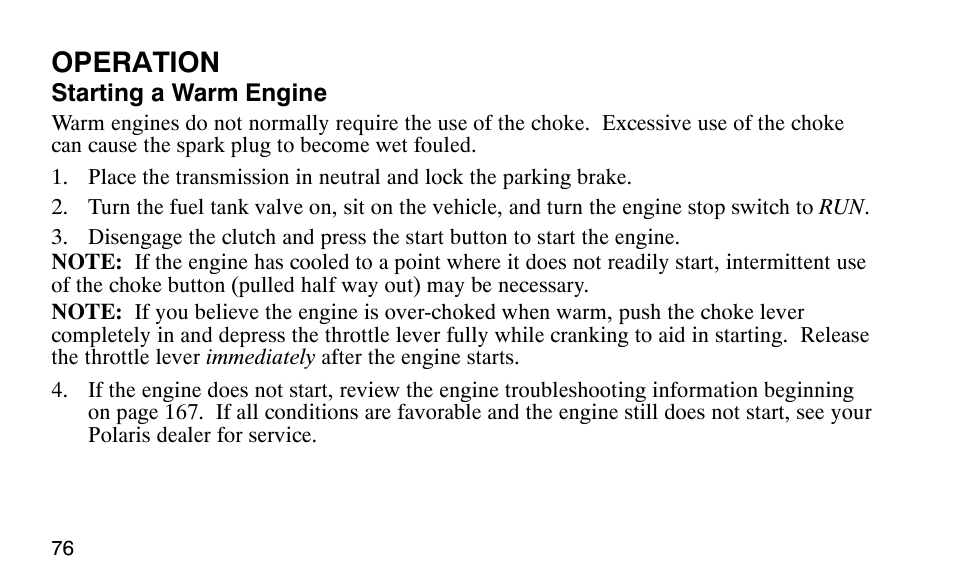 Operation | Polaris Predator User Manual | Page 79 / 189