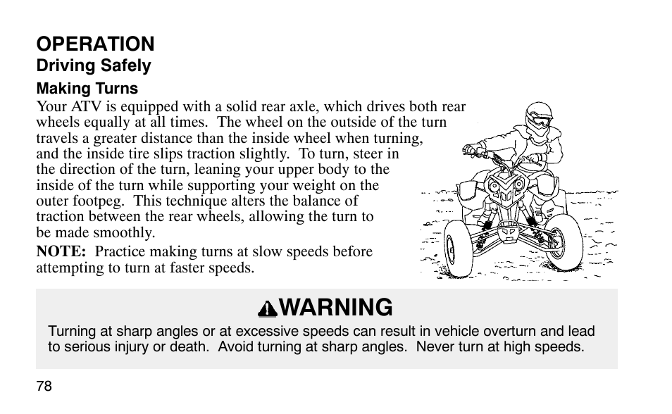 Warning, Operation | Polaris Predator User Manual | Page 81 / 189