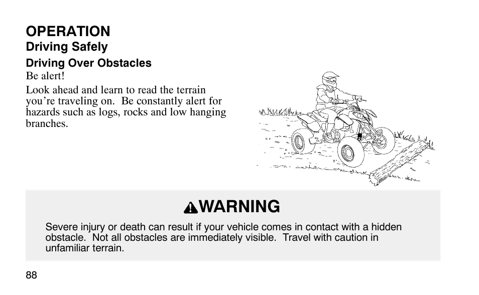 Warning, Operation | Polaris Predator User Manual | Page 91 / 189