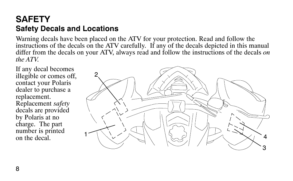 Safety | Polaris Outlaw 9920783 User Manual | Page 11 / 202