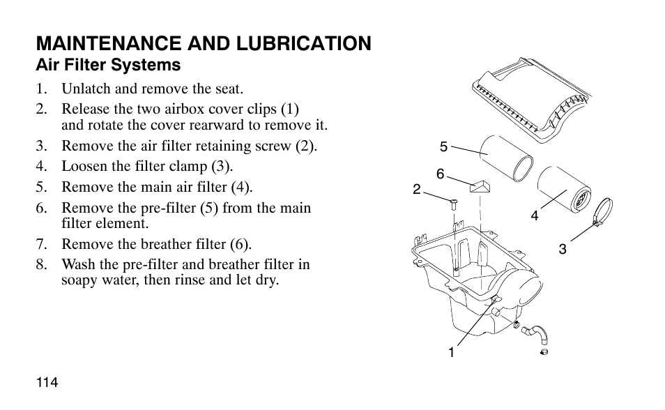 Maintenance and lubrication | Polaris Outlaw 9920783 User Manual | Page 117 / 202