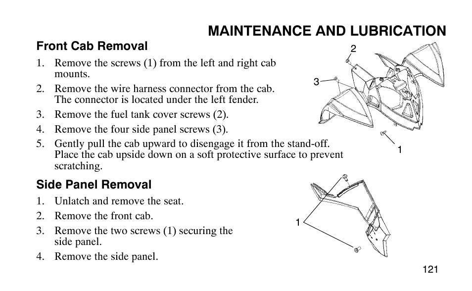 Maintenance and lubrication | Polaris Outlaw 9920783 User Manual | Page 124 / 202