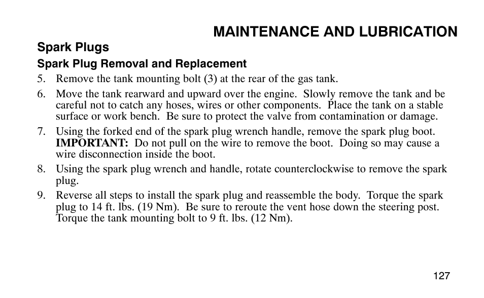 Maintenance and lubrication | Polaris Outlaw 9920783 User Manual | Page 130 / 202