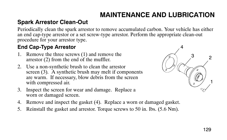 Maintenance and lubrication | Polaris Outlaw 9920783 User Manual | Page 132 / 202