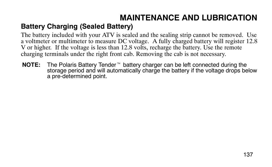 Maintenance and lubrication | Polaris Outlaw 9920783 User Manual | Page 140 / 202