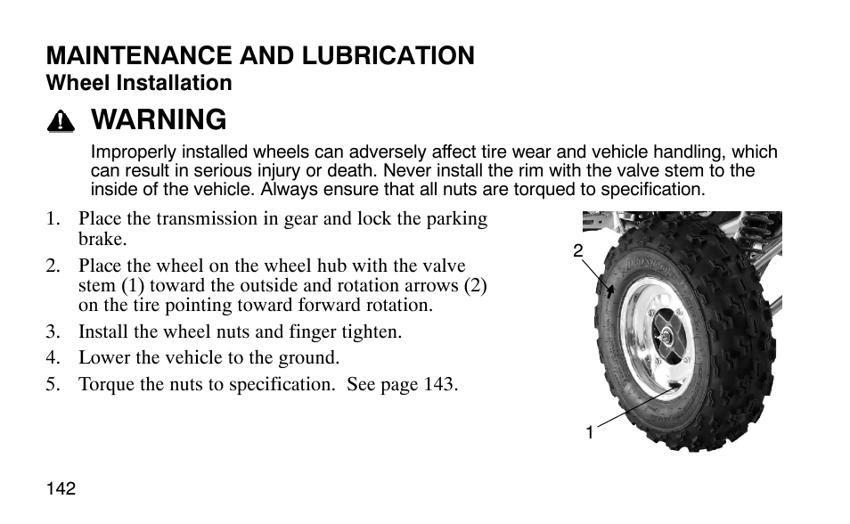 Warning, Maintenance and lubrication | Polaris Outlaw 9920783 User Manual | Page 145 / 202